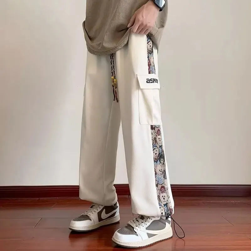 Aidase Streetwear Embroidery Men Pants Four Seasons New Casual Jogging Pants Men Patchwork Fashion Straight Trousers for Men 5XL