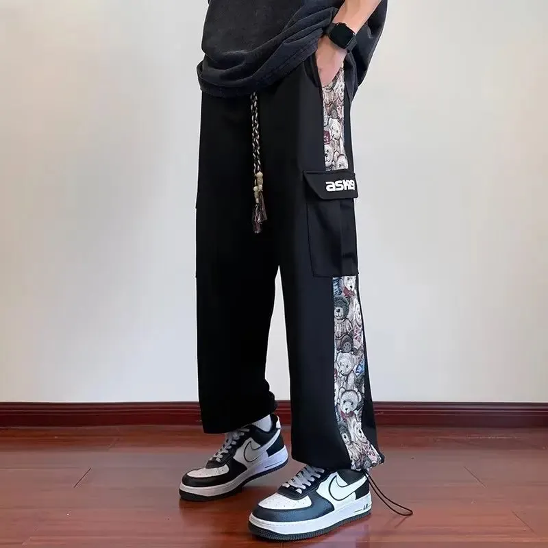 Aidase Streetwear Embroidery Men Pants Four Seasons New Casual Jogging Pants Men Patchwork Fashion Straight Trousers for Men 5XL