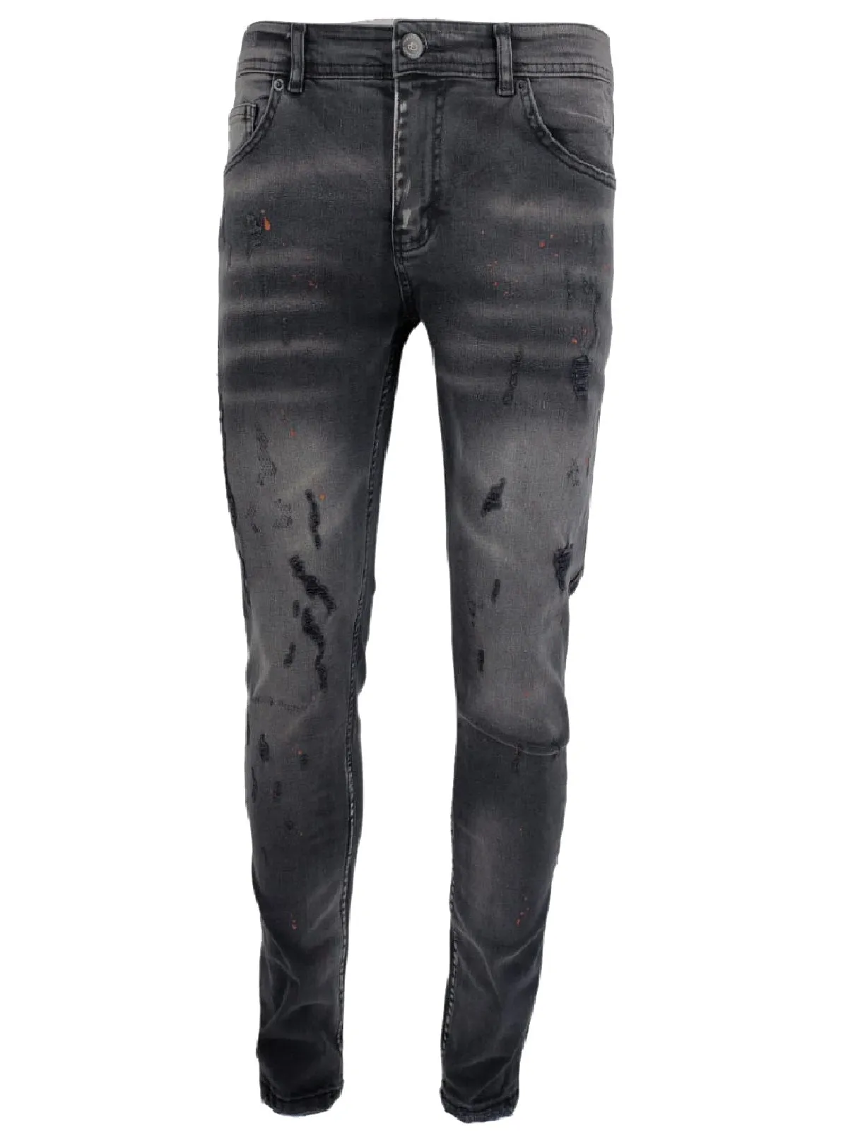 Mens Jeans Black Georgio Peviani Patchwork Paint Splatter Distressed Ripped Men's Denim Jeans UK