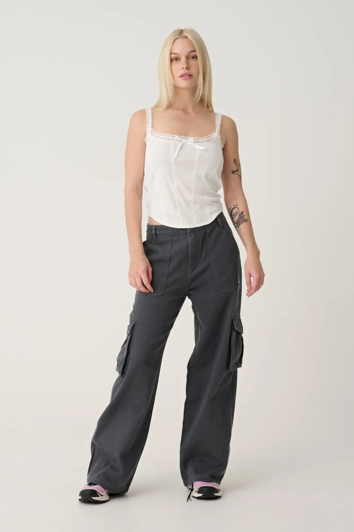 MILLS DRILL CARGO PANT - Charcoal