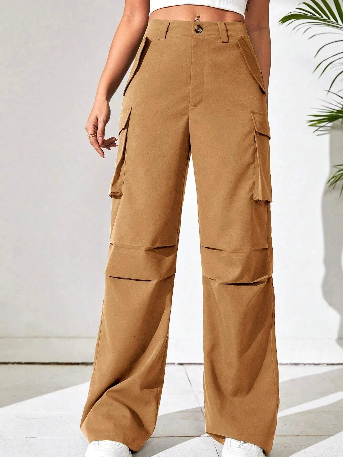 Non Stretch Loose Fit Wide Leg Pants