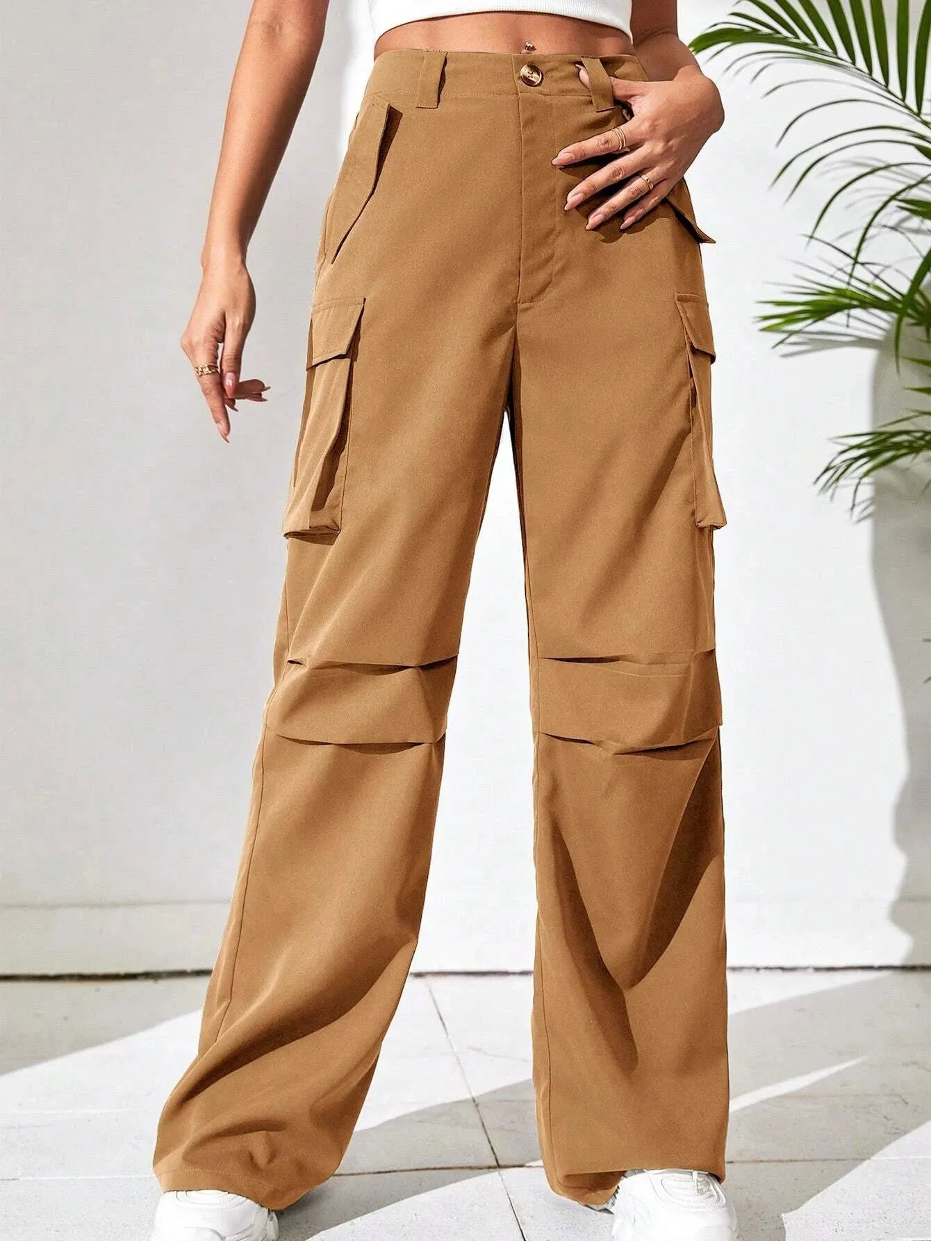 Non Stretch Loose Fit Wide Leg Pants