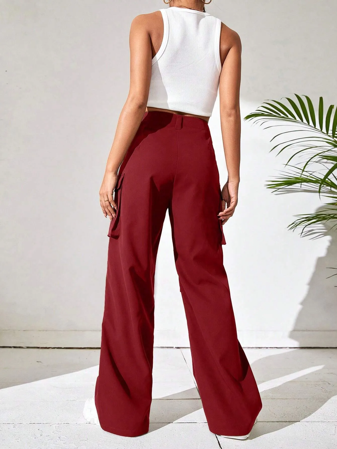 Non Stretch Loose Fit Wide Leg Pants