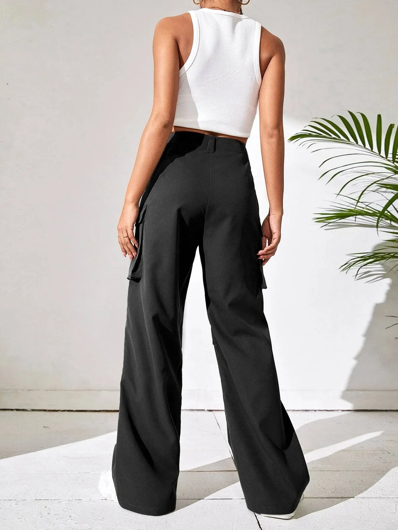 Non Stretch Loose Fit Wide Leg Pants