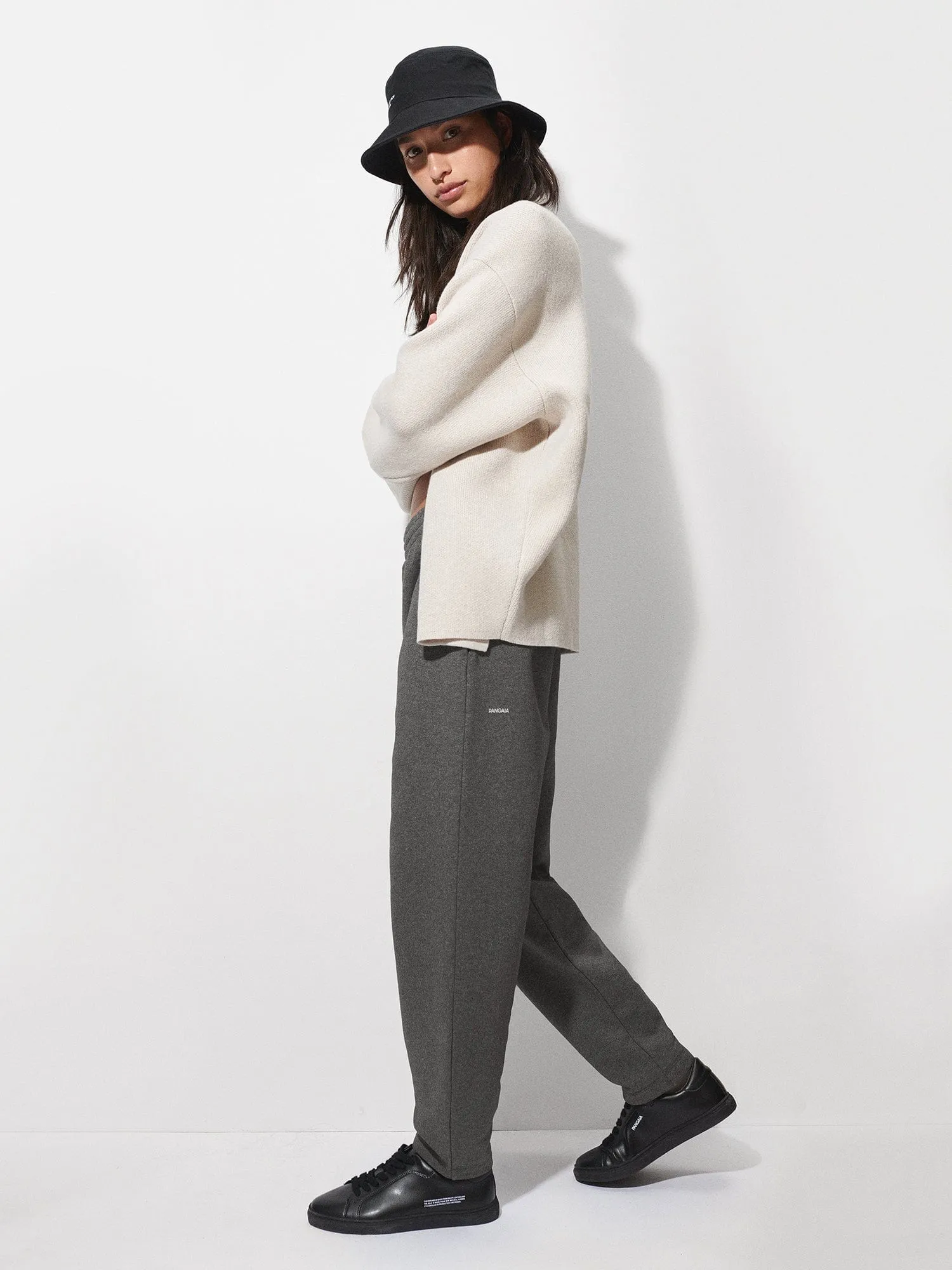 Reclaimed Cotton Barrel-Leg Track Pants—reclaim charcoal