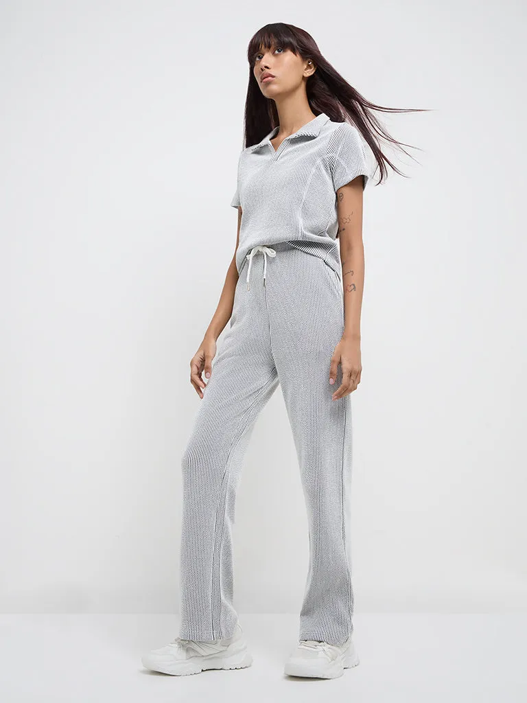 Studiofit Black & White High-Rise Cotton Blend Track Pants