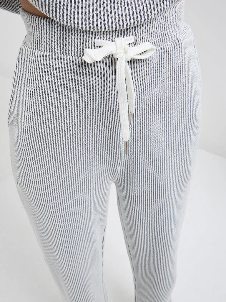 Studiofit Black & White High-Rise Cotton Blend Track Pants
