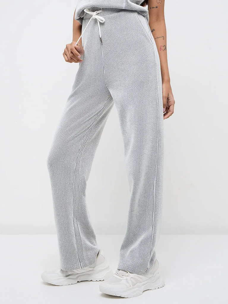 Studiofit Black & White High-Rise Cotton Blend Track Pants