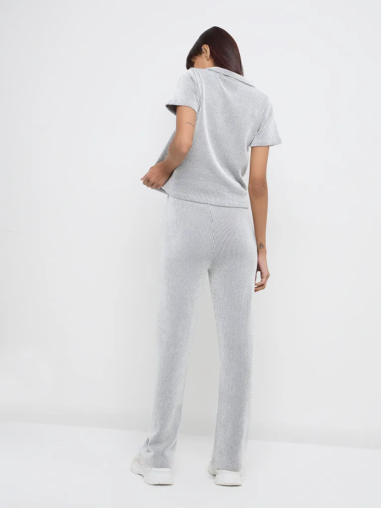 Studiofit Black & White High-Rise Cotton Blend Track Pants