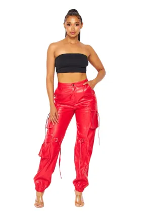 Vegan Leather Cargo Pants