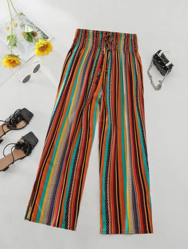 Women's Multi-color Striped Casual Pants