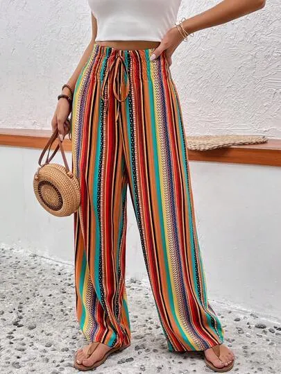 Women's Multi-color Striped Casual Pants