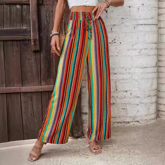 Women's Multi-color Striped Casual Pants